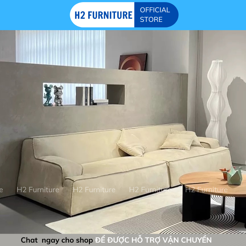 [Freeship HN] Ghế sofa H2 Furniture văng nỉ chống thấm dáng béo êm ái, bảo hành 12 tháng