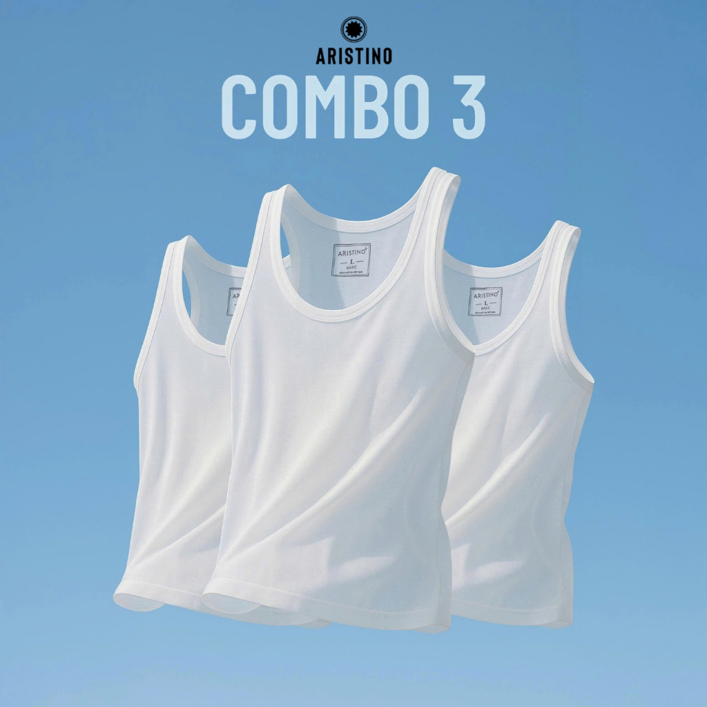 [COMBO 3] Áo Ba Lỗ Nam Tanktop Aristino, Chất Cotton Cao Cấp Mềm Mịn thấm hút mồ hôi ATT001EXP03
