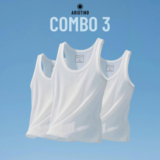 [COMBO 3] Áo Ba Lỗ Nam Tanktop Aristino, Chất Cotton Cao Cấp Mềm Mịn thấm hút mồ hôi ATT001EXP03