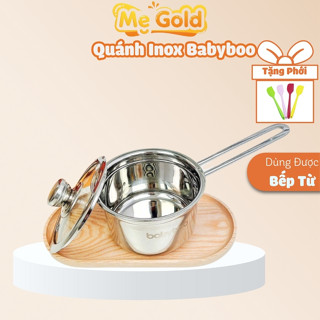(Tặng Kèm Phới) Nồi quánh inox nấu cháo ăn dặm cho bé Babyboo 14cm, Quánh inox nấu cháo ăn dặm cho bé dùng được bếp từ