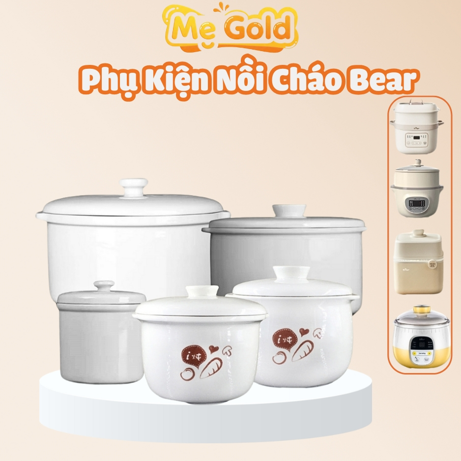 Thố sứ kèm nắp nồi bear 0,8L, Phụ kiện nồi bear thố sứ kèm nắp 0,8L Shopmegold1