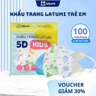  Hộp 100 chiếc khẩu trang trẻ em Latumi 5D Kids 3 lớp kháng khuẩn lọc bụi mịn 