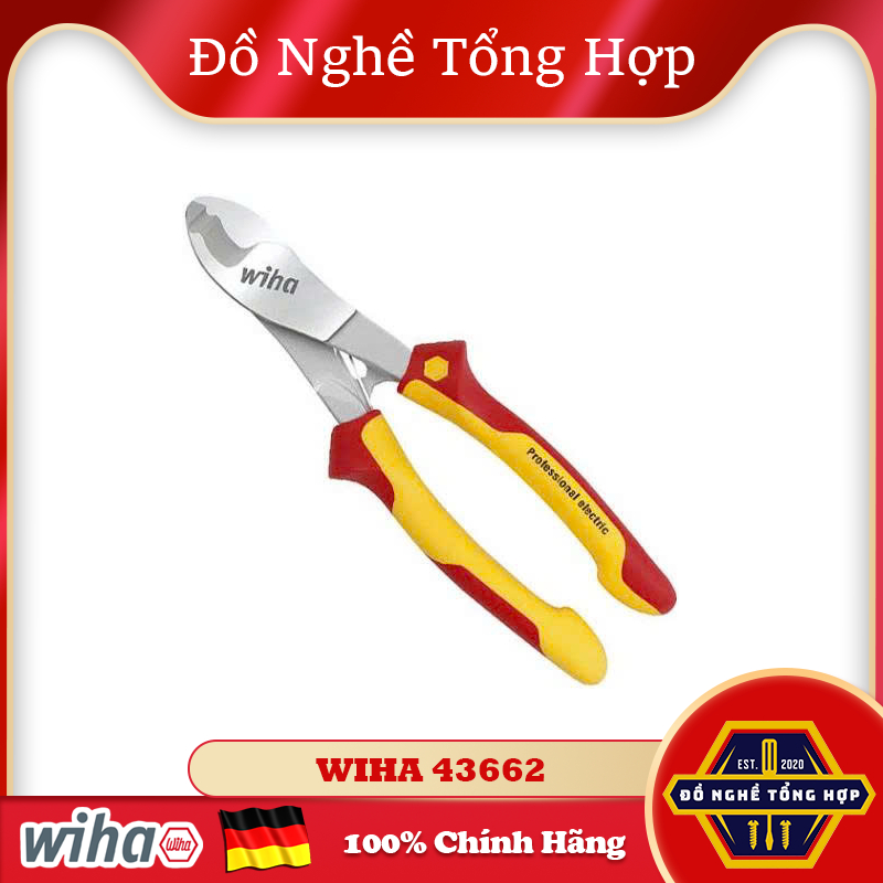 Kìm cắt cáp cách điện 1000V 210mm Wiha 43662 Germany - Hàng chính hãng