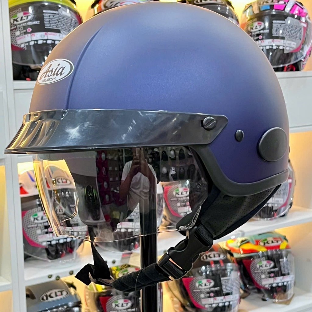 Nón Bảo Hiểm Nửa Đầu Kính Âm Asia MT139 Màu Xanh Mực Nhám-Chính Hãng Asia-Bảo Hành 1 Năm