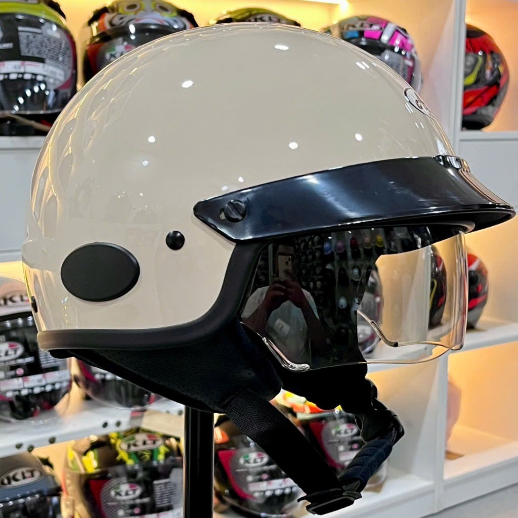 Nón Bảo Hiểm Nửa Đầu Kính Âm Asia MT139 Màu Kem Sữa-Chính Hãng Asia-Bảo Hành 1 Năm