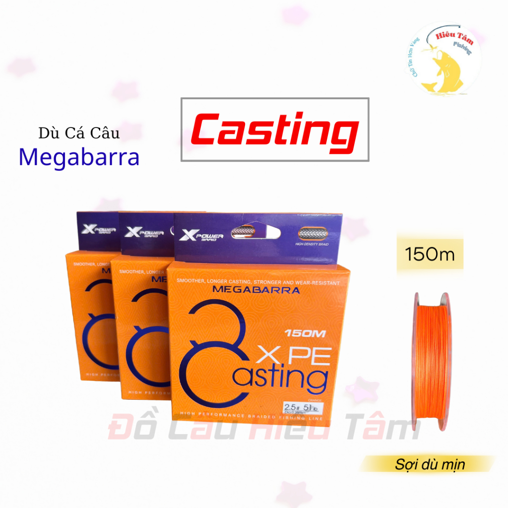 Dây Dù Lure, Dù Thẻo MEGABARRA CASTING 8X Sợi Dù Mịn Màu Cam Đan Vào Nhau Chắc Chắn