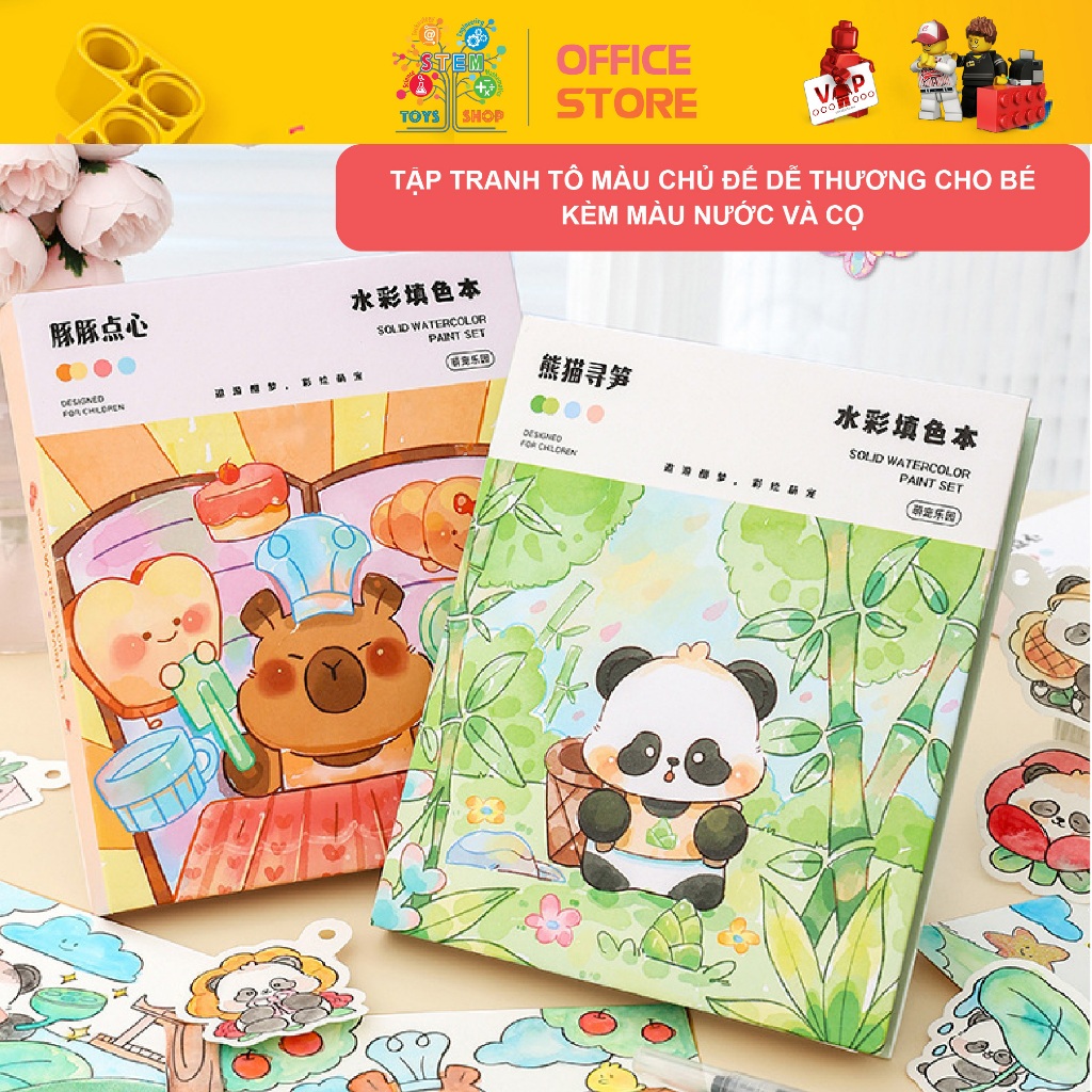 [KÈM MÀU VÀ CỌ] Sổ Tranh Tô Màu Nước