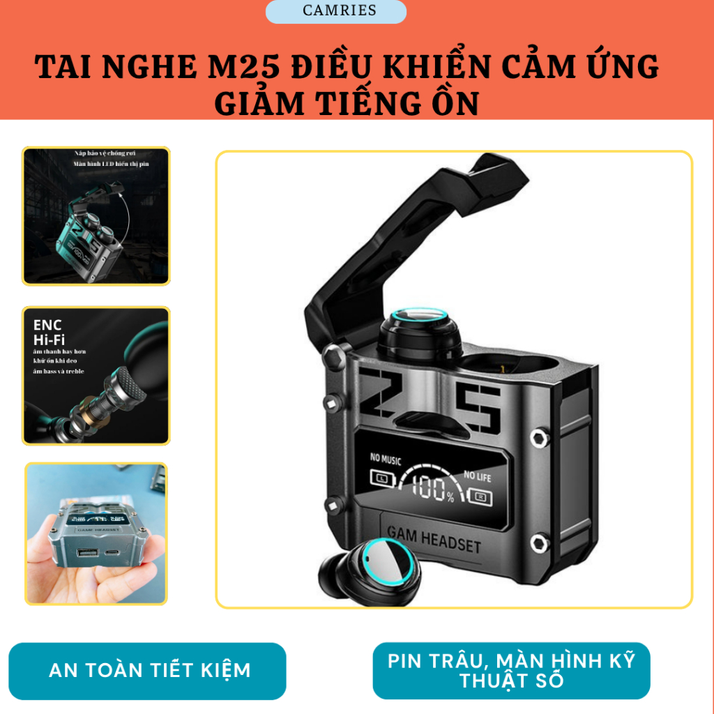 [M25] Tai Nghe Bluetooth M25 Gaming phiên bản cao cấp, âm thanh tốt, độ trễ thấp, pin trâu 5-6 tiếng