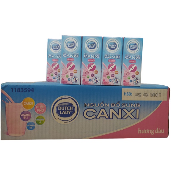 Thùng 48 hộp Sữa Tươi Tiệt Trùng Dutch Lady Vị Dâu Bổ Sung Canxi (48X180ml)