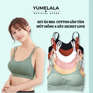 Set 3 Áo bra Secret - Len tăm 4 Dây gợi cảm- Đệm mút tháo rời Yoga Gym