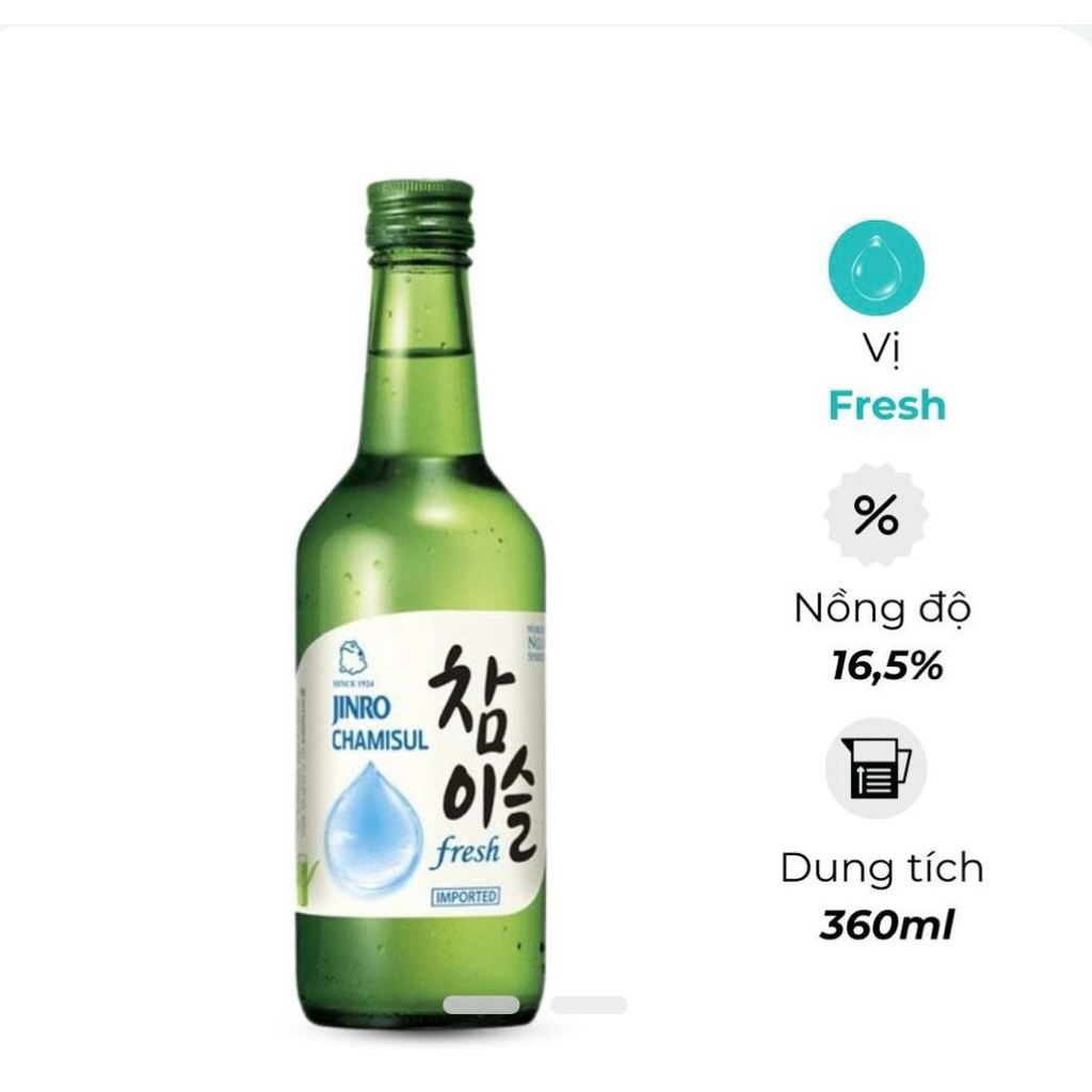 Rượu soju Hàn Quốc Jinro chính hãng chai 360ml 16%V
