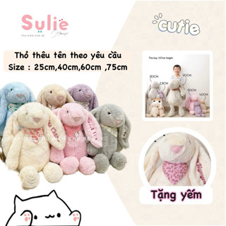 [TẶNG YẾM] Thỏ Bông Jellycat Thêu Tên – Gấu Bông Dễ Thương Làm Quà Cho Bé, Bạn Gái