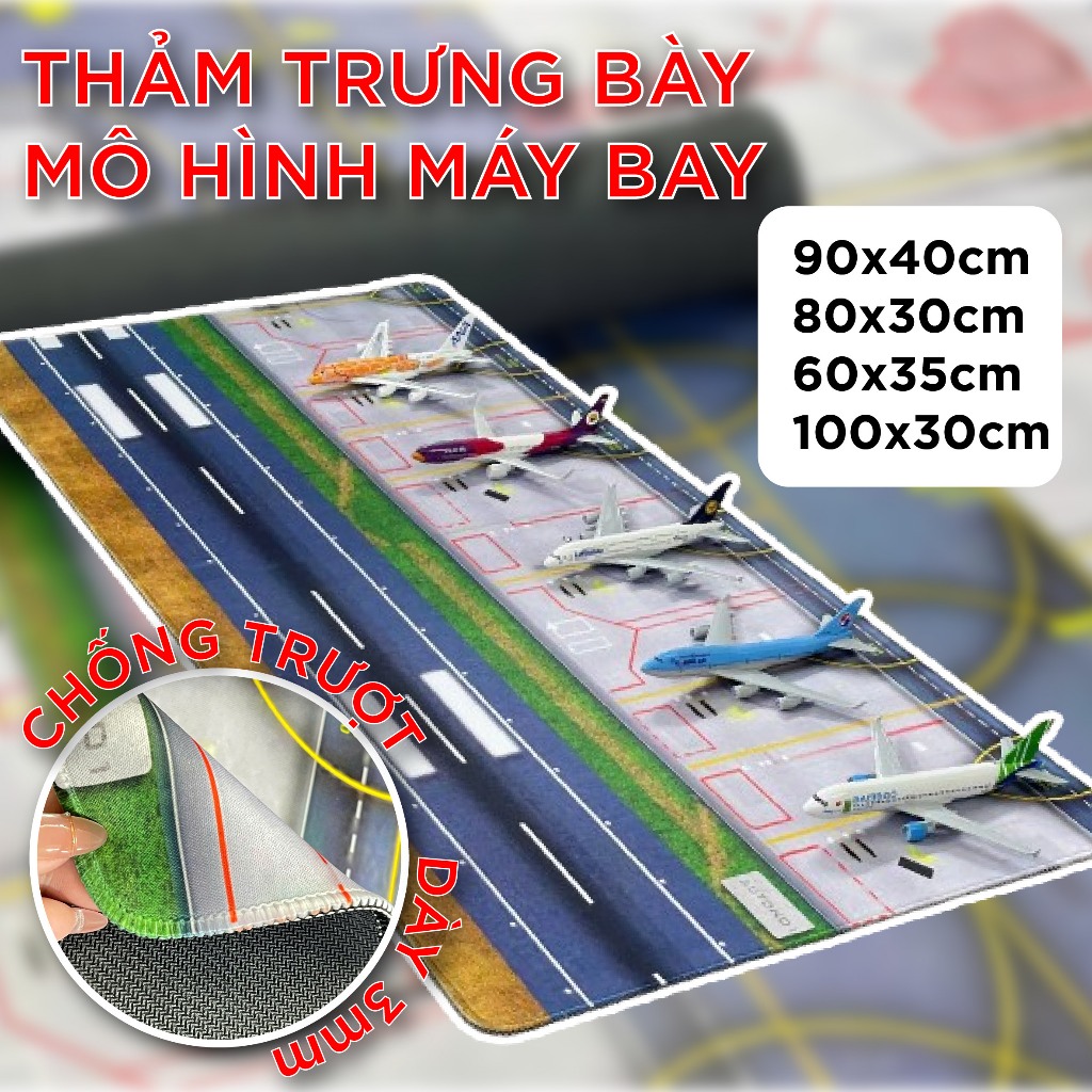 Phụ kiện thảm sa bàn chống trượt mô phỏng diorama bãi đáp đường băng nhiều kích thước cho mô hình má