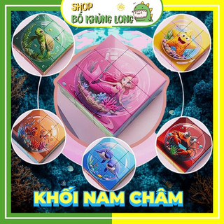 Hộp Nam Châm Xếp Hình 6 Mặt Bộ Nam Châm 16 Khối Có Hộp Đựng Đồ Chơi Lắp Ráp Trí Tuệ Cho Bé - BỐ KHỦNG LONG