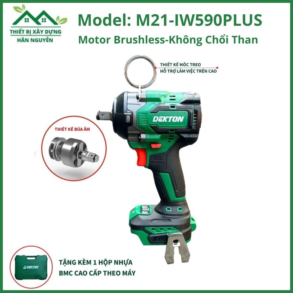 Thân máy siết bulong pin Dekton M21-IW590PLUS 21V, đầu 1/2"(12.7mm) không chổi than