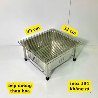 Bếp nướng thịt than hoa, bếp nướng thịt BBQ, bếp nướng thịt inox không gỉ, bếp nướng thịt 33 *35