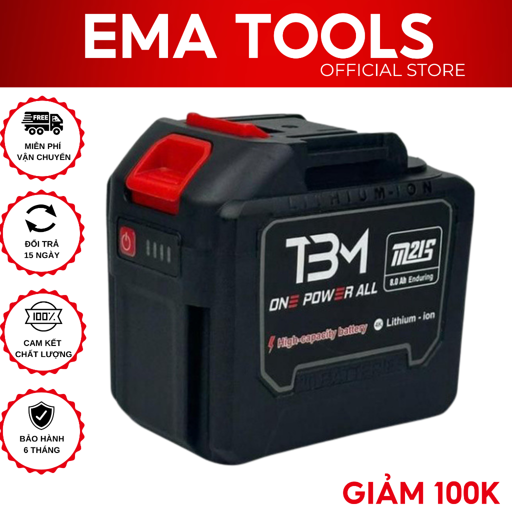 Pin 20 Cell 30 Cell TBM cho máy khoan chân pin phổ thông Makita, sử dụng được cho các dòng máy tải n