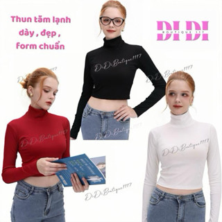 Áo thun tay dài croptop cổ lọ ủ kem ôm body . Thun tăm lạnh dày , mịn mát, không xù lông, ko nhão vải .DiDiboutique 1117