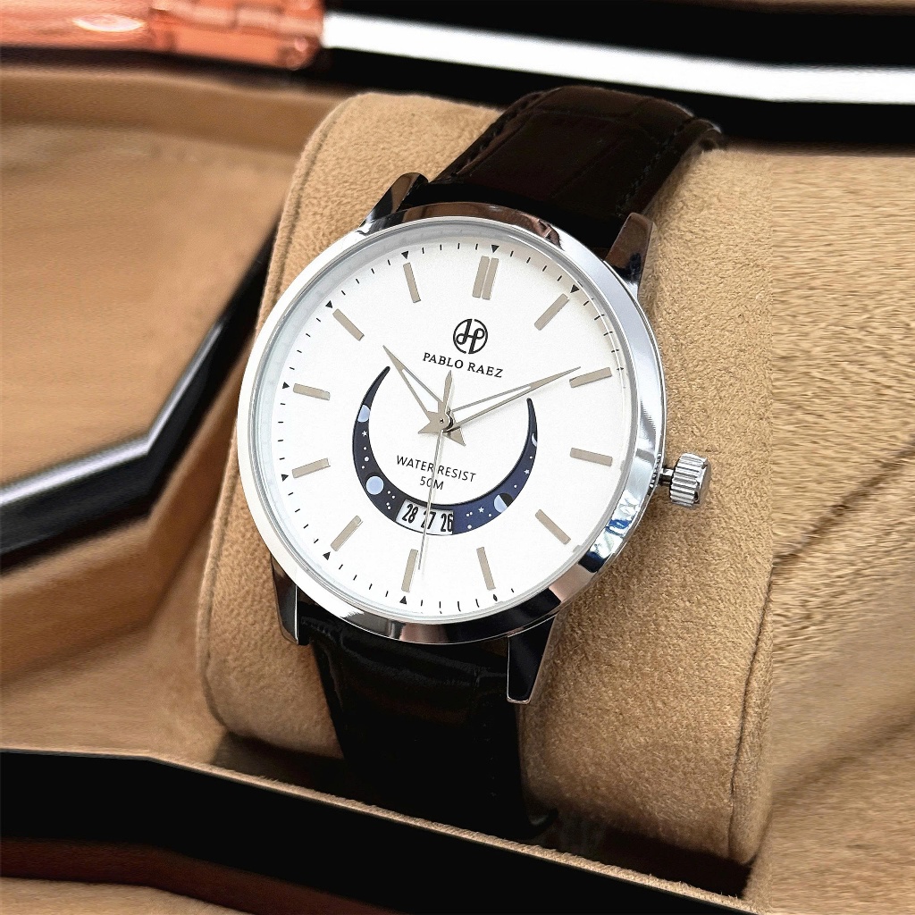Đồng hồ nam dây da PABLO RAEZ C858 chống nước 3ATM sang trọng cao cấp 40mm CARIENT