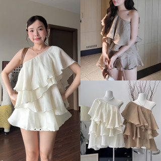 (HÀNG L1 CÓ SẴN) Áo kiểu nữ tơ bèo lệch vai xếp tầng tiểu thư 3 màu siêu tây phù hợp cho bữa tiệc, đi cafe