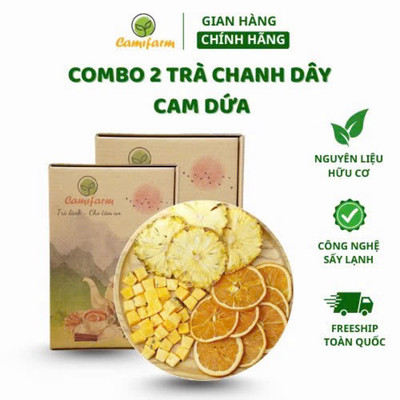 Combo 2 Hộp Trà detox chanh dây cam dứa Camifarm giải khát, trắng da, bổ sung vitamin C cho ngày hè nóng bức