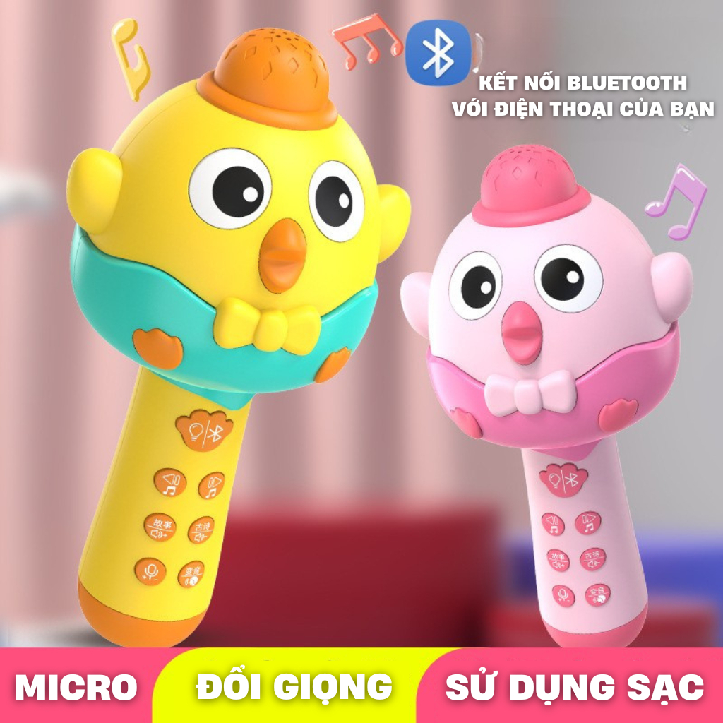 Micro Tập Hát Karaoke Cho Bé Không Dây Bằng Nhựa Dễ Thương Đồ Chơi Cho Trẻ Em Kết Nối Bluetooth - PUPU HOUSE