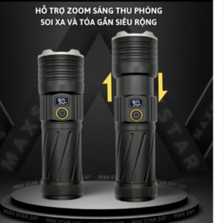 Đèn pin cầm tay siêu sáng RAYBOW 1122 MAX chiếu xa 700m Nâng cấp có ZOOM xa gần chống nước sạc ngược cho điện thoại