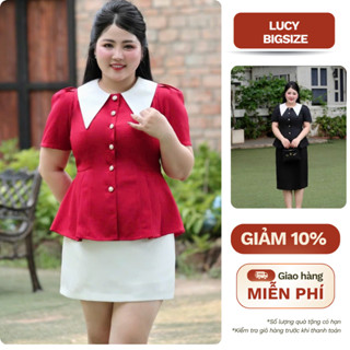 Áo Bigsize nữ kiểu cổ nhọn, phong cách thanh lịch, trẻ trung, chất liệu cotton cao cấp 50-90kg - LUCY Bigsize (1236)