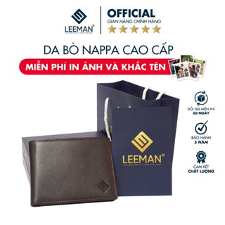 [ CÓ KHẮC TÊN ] Ví Nam Thiết Kế Nam Tính Da Bò Nappa Chính Hãng LEEMAN V127 Bóp Nam Da Thật Full Hộp Làm Quà Tặng