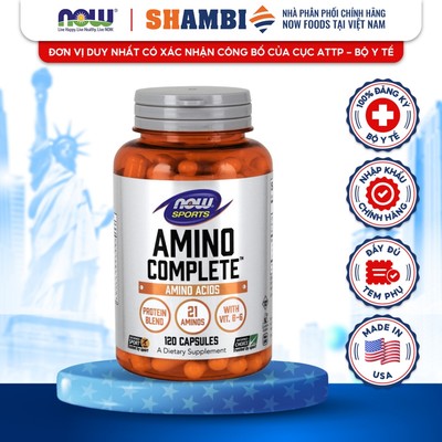 Viên Uống NOW FOODS Amino completeTM 1200mg Phục Hồi Cơ Bắp Chống Dị Hóa Sau Tập Luyện Lọ 120 Viên