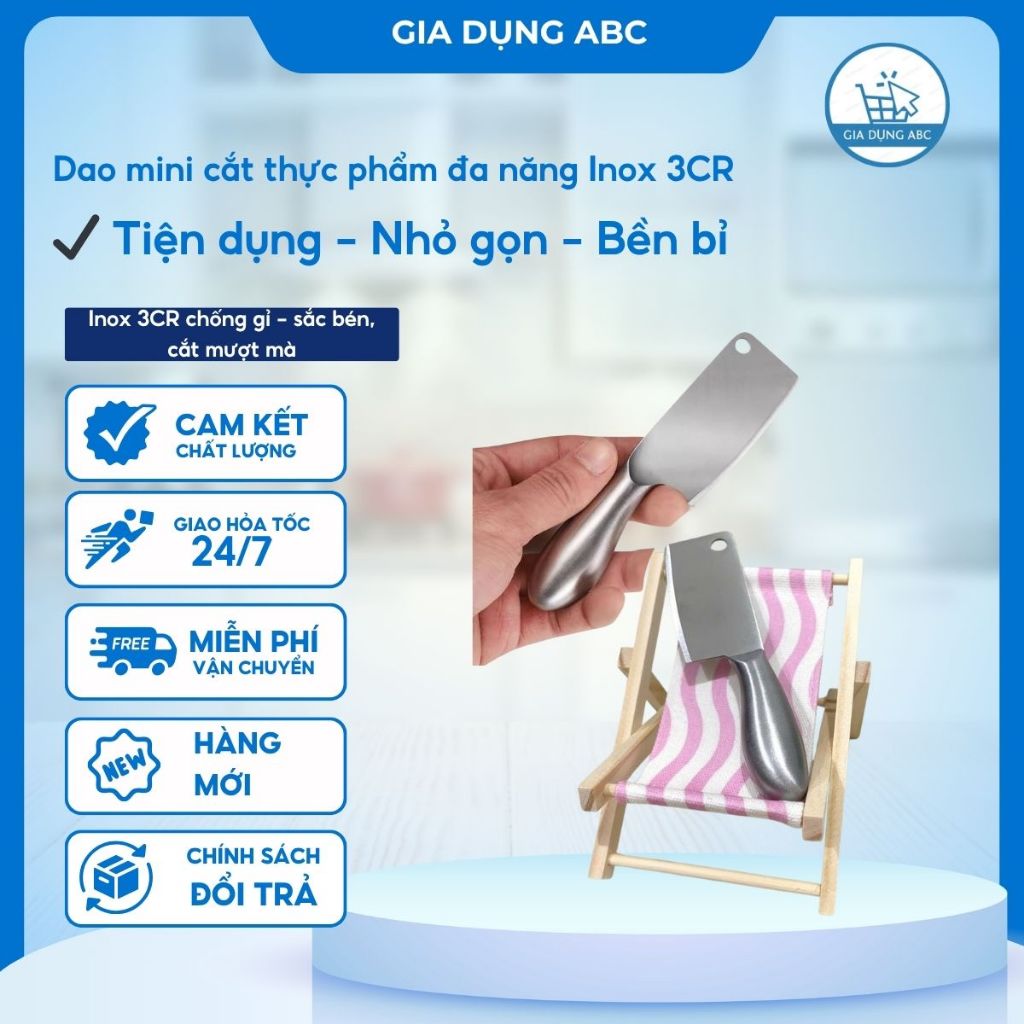 GIADỤNG.ABC(CÓ SẴN)  Dao Phay Mini Inox 3CR – Dao Cắt Phô Mai, Rau Củ,Thịt, Trái Cây Cầm Tay Mini Gọ