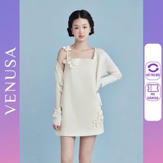 Váy nữ BIGSIZE 2 dây đính hoa mix áo khoác ngoài màu be Venusa Store