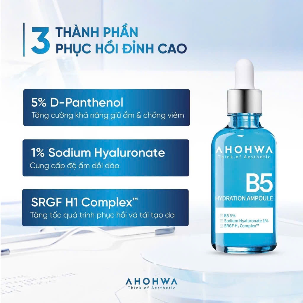 [ HÀNG CÔNG TY] Hydration Ampoule B5: Tinh chất cấp ẩm & phục hồi da AHOHAW