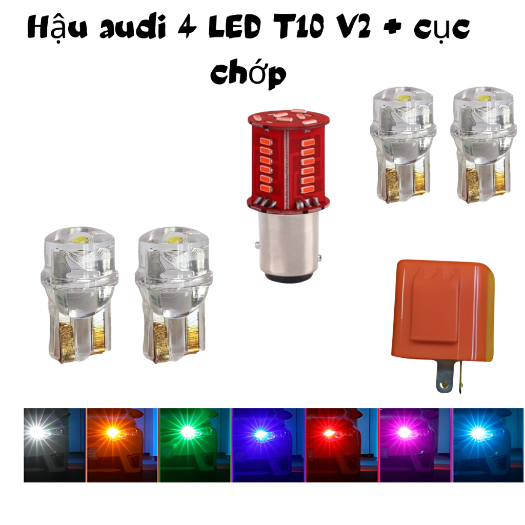 [VG421] Cục chop - Đèn hậu audi đỏ - 4 đèn LED T10v2  tăng chỉnh tốc độ chớp gắn xe máy côn tay