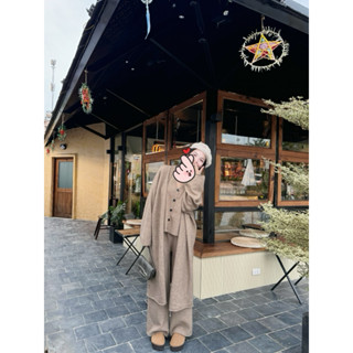 [Naiu Boutique] Set Len Mùa Đông Áo Gile + Áo Cardigan Mix Quần Dáng Dài