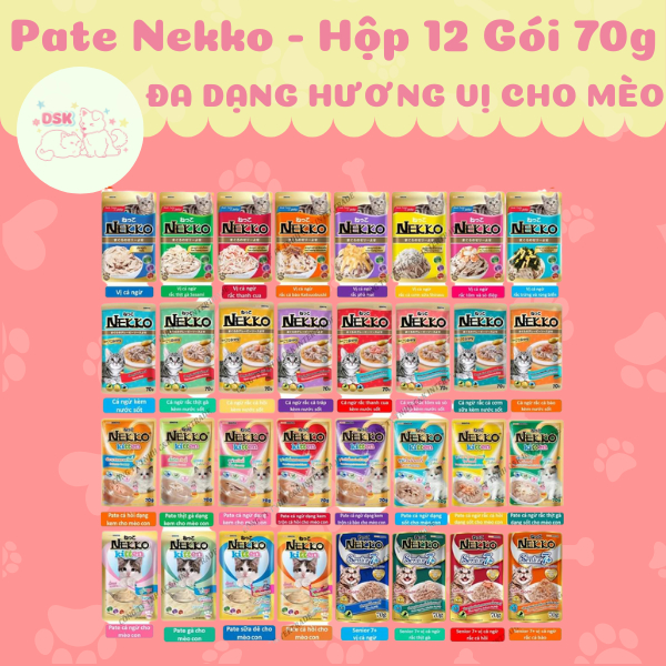Hộp 12 gói Pate Nekko 70gr Cho Mèo - Pate Mèo Số 1 Nekko Nhiều Vị Nekko