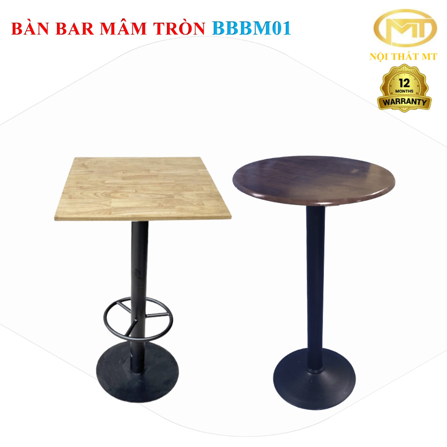 Bàn bar mâm tròn cao tổng 105cm, bàn decor, Dùng làm bàn trà, club, Bàn ngồi cực chill