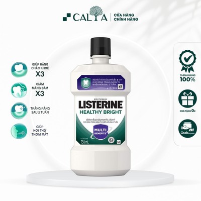Nước Súc Miệng Listerine Giúp Răng Trắng Sáng Tự Nhiên - Listerine Healthy Bright 250ml/750ml