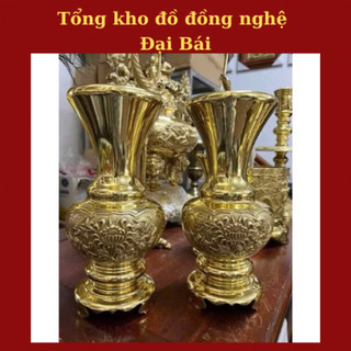 Lọ hoa bằng đồng, lọ hoa thờ bằng đồng đúc nguyên chiếc hoạ tiết hoa văn sắc nét