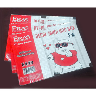  Đề can Decal bọc sách vở khổ A4 Eras E449 kích thước 470x340mm - SET 5 tờ tập bọc cho KT 21x29.7cm 