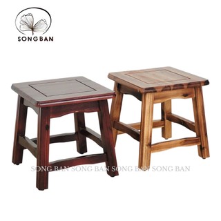  Ghế Đôn Gỗ Mặt Vuông Cao 30.5cm Ghế Cafe Phố Chạy Chỉ Tinh Tế - Hàng VN Xuất Khẩu 