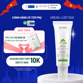 Kem Dưỡng Babe BABÉ Stop AKN Mattifying Moisturiser 50ml, Kem Dưỡng Da Dầu Mụn, Thấm Nhanh, Mỏng Nhẹ