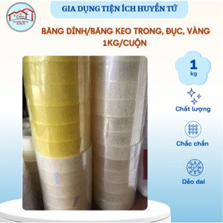  Băng dính băng keo trong đục vàng 1kg cuộn đóng hàng siêu dính siêu dai chắc bền 