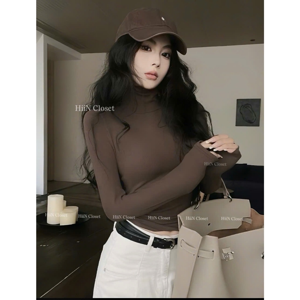 Áo thun cổ Lọ dài tay ôm body - Áo thun chất Bozip cổ lọ tôn dáng HiiNCloset - 113 | BigBuy360 - bigbuy360.vn
