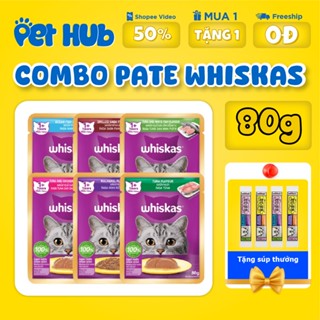 Combo 20 & 10 gói Pate mèo Whiskas Thức ăn cho mèo dạng xốt gói 80g cho mèo con và trưởng thành