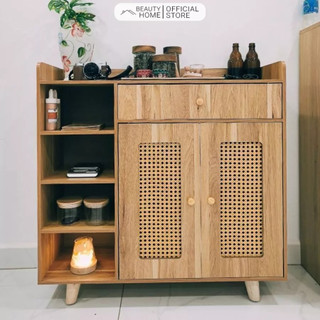 Tủ Giày Gỗ Cánh Mây Lắp Ghép Có 3 Ngăn Tiện Ích, Tủ Đựng Giày Kèm Kệ Đa Năng Và Ngăn Để Đồ Đa Năng Chất Gỗ MDF