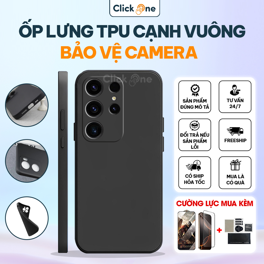 Ốp lưng Samsung S25 Ultra , S25 Plus, S25, S25 Edge TPU chống bẩn viền cạnh vuông, bảo vệ camera | Ố