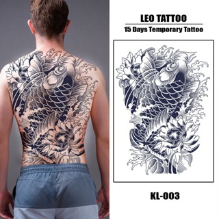  Hình Xăm Dán Cá Chép Full Lưng Cực Ngầu – Tattoo Dán 15 Ngày – 35x48cm 