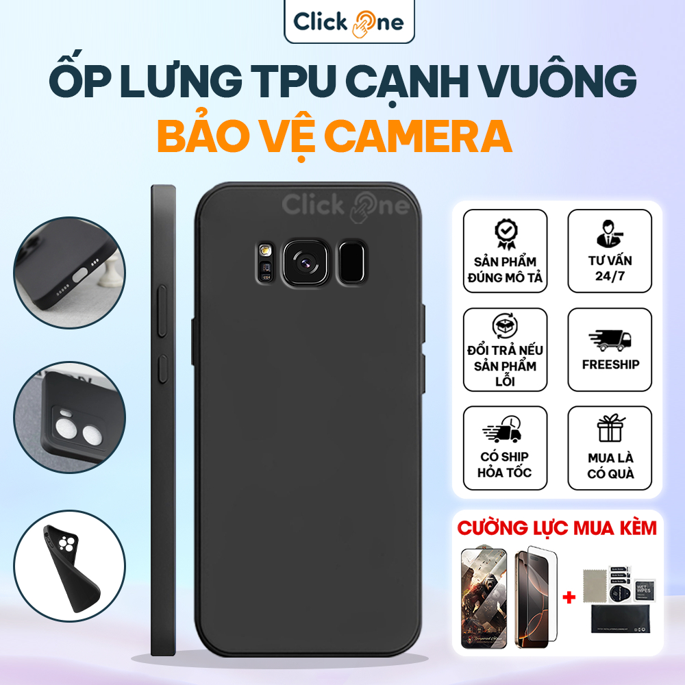 Ốp lưng Samsung S8, S8+, S8 Plus TPU chống bẩn viền cạnh vuông có bảo vệ camera toàn diện
