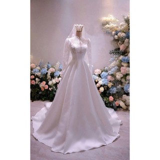 Váy cưới đi bàn cô dâu nhà thờ Ren Thêu Hoa Hồng  full size s/m/l/xl nhận may theo số đo bigsize